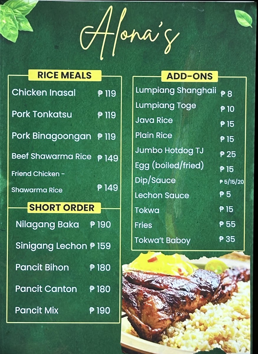 Alona's Silog House Photo Menu 2