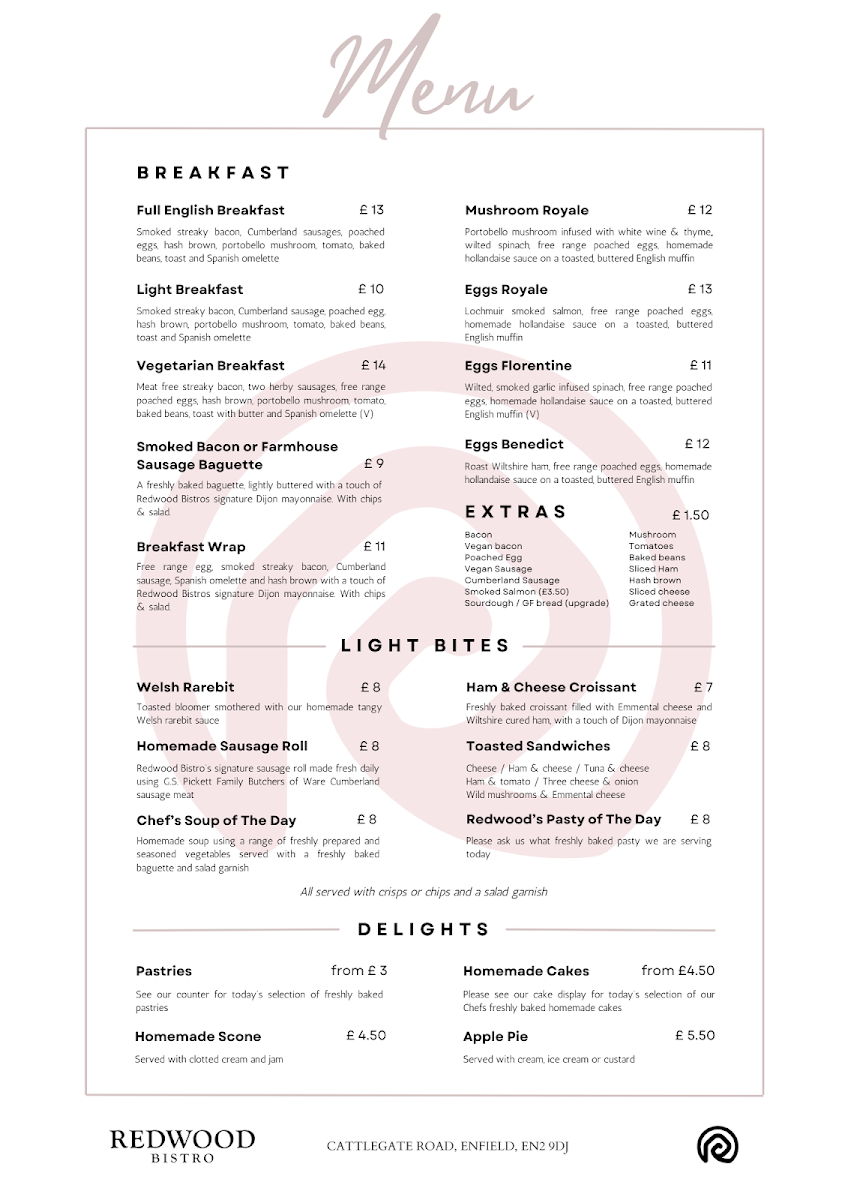 Redwood Bistro Photo Menu 1