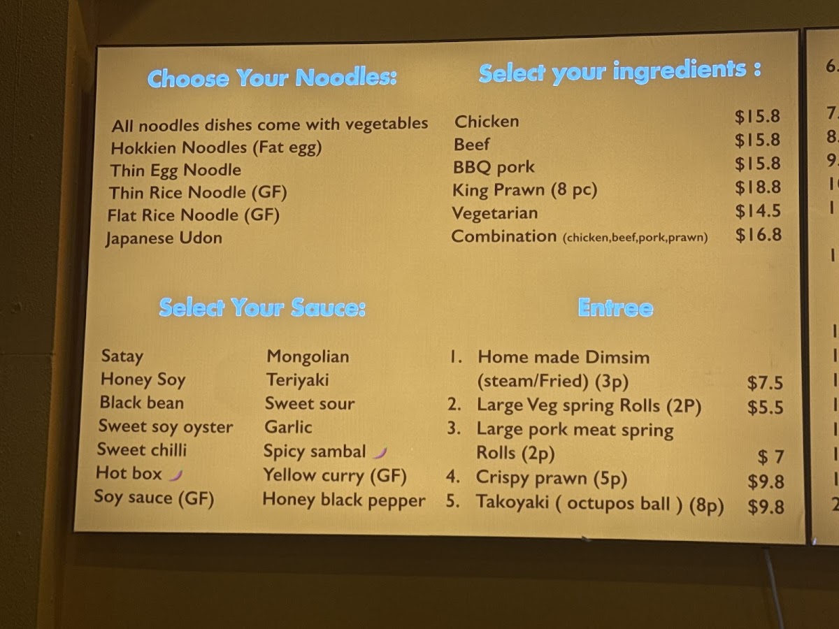 Noodle mas benalla Photo Menu 1