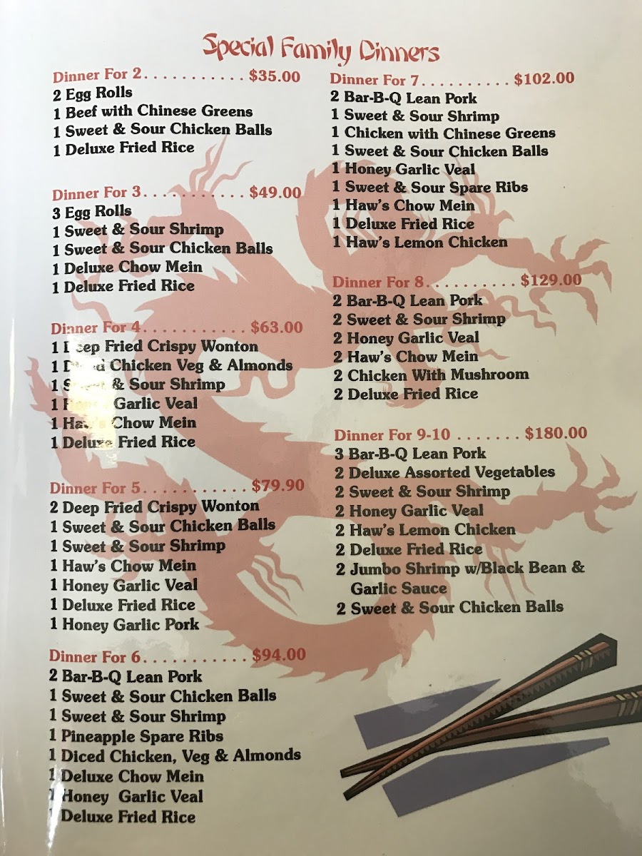 Haw's Family Restaurant Photo Menu 5