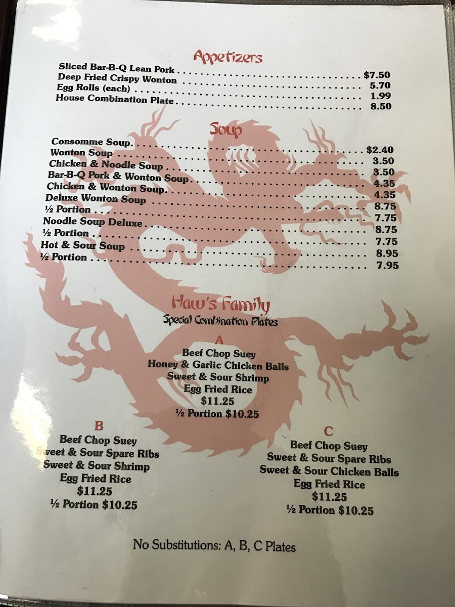 Haw's Family Restaurant Photo Menu 7