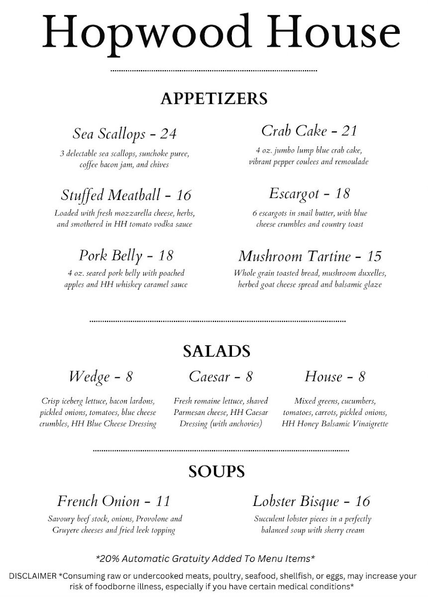 Hopwood House Photo Menu 1