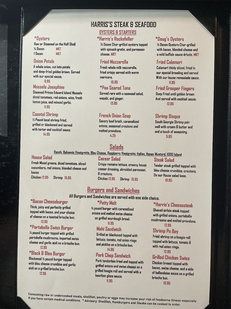 Harris’s Steak & Seafood Photo Menu 3