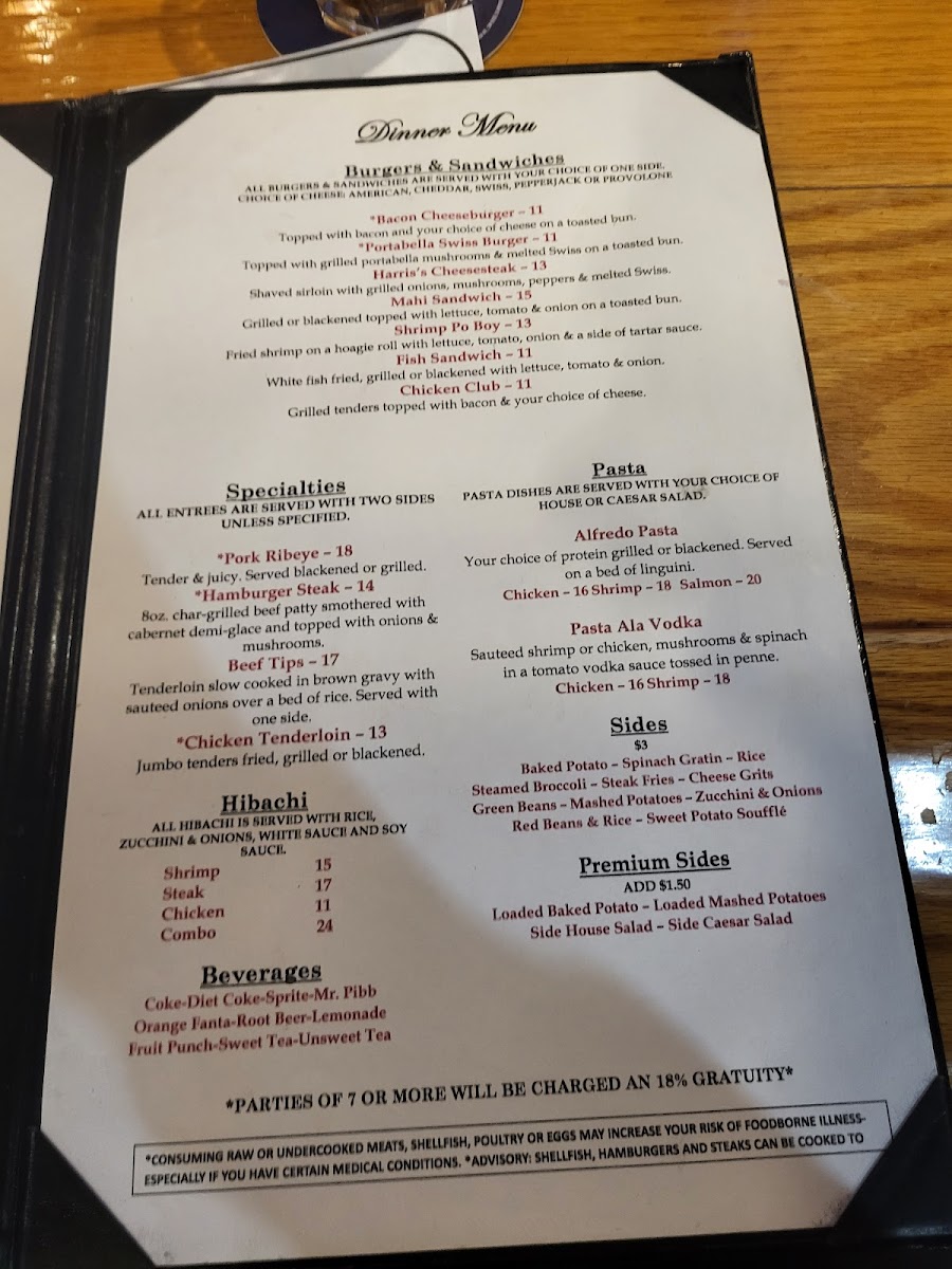 Harris’s Steak & Seafood Photo Menu 5