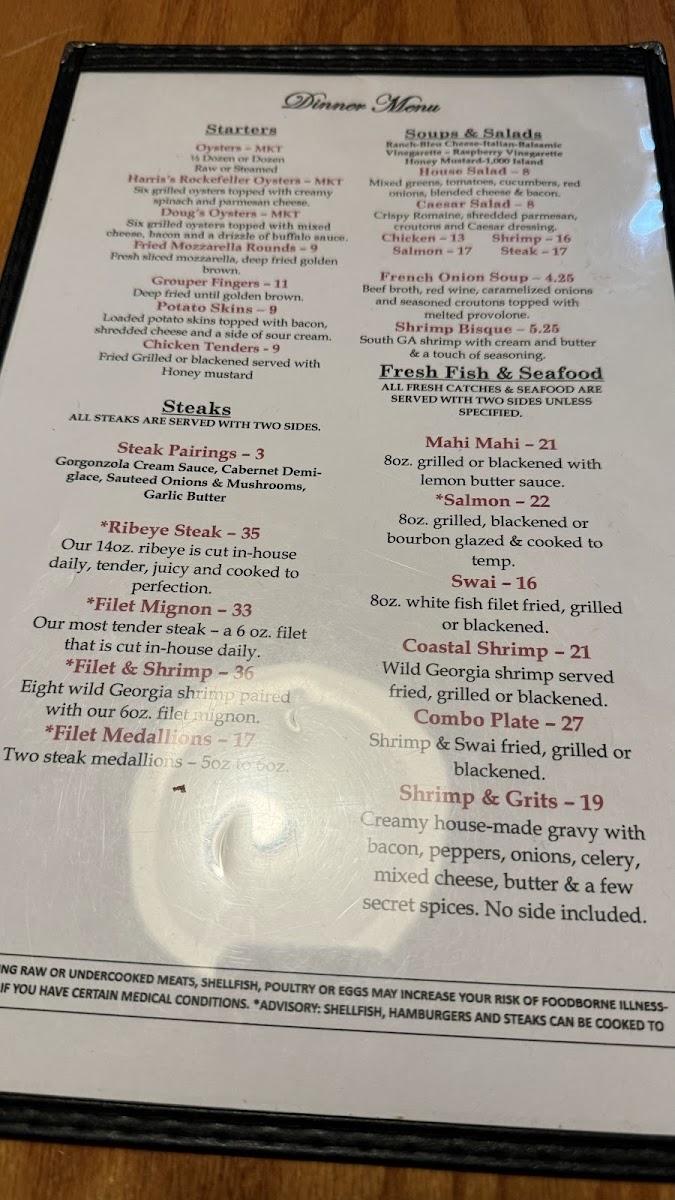 Harris’s Steak & Seafood Photo Menu 6