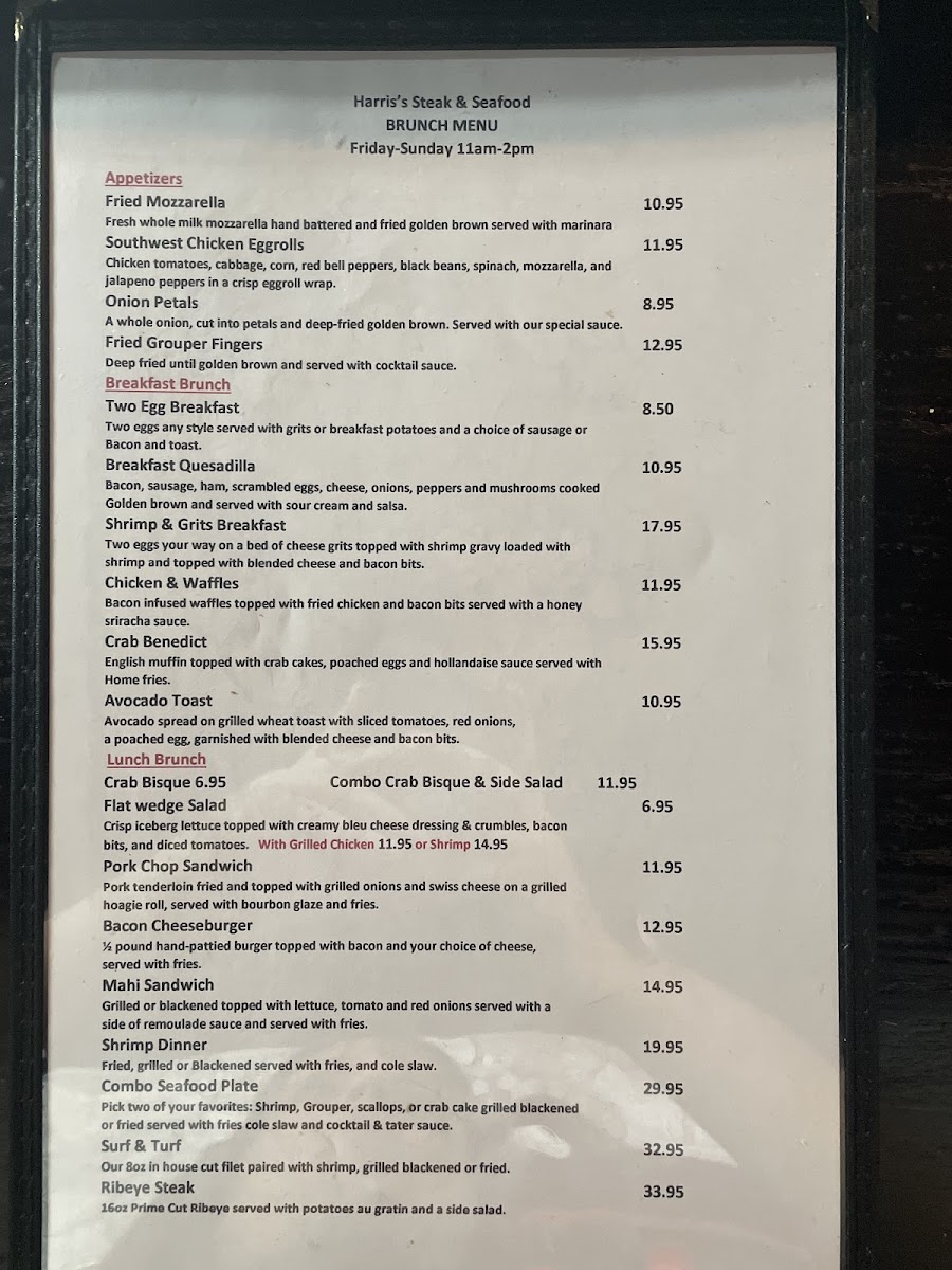 Harris’s Steak & Seafood Photo Menu 7
