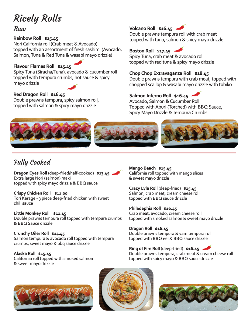 Ricely Kitchen Vietnamese and Japanese Photo Menu 1
