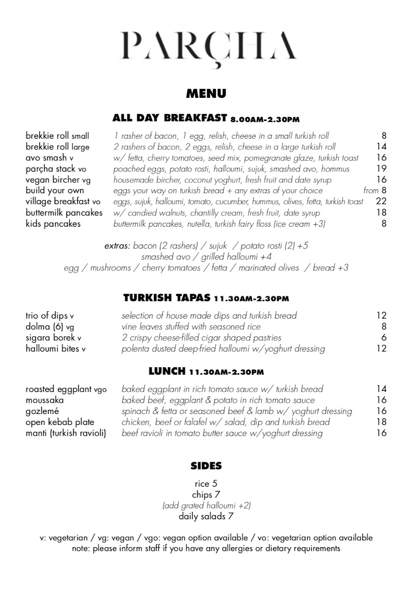Parcha Restaurant Photo Menu 1
