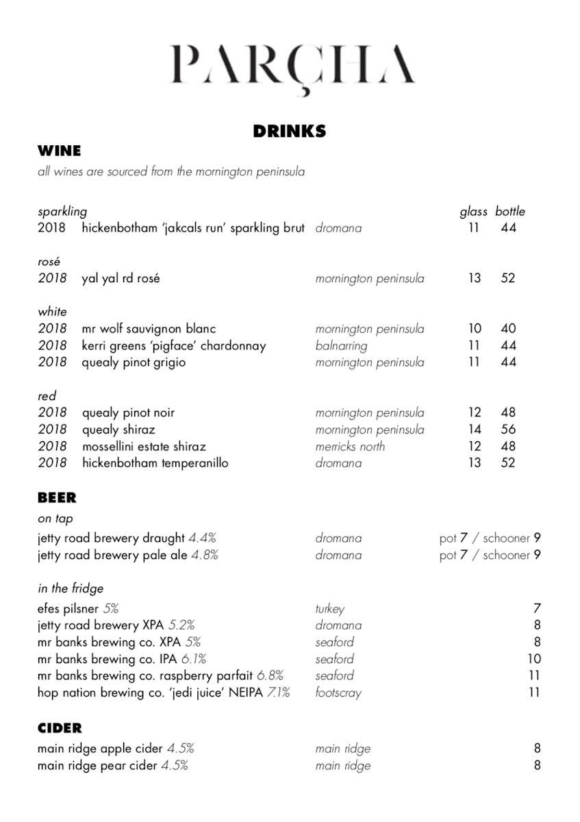 Parcha Restaurant Photo Menu 2