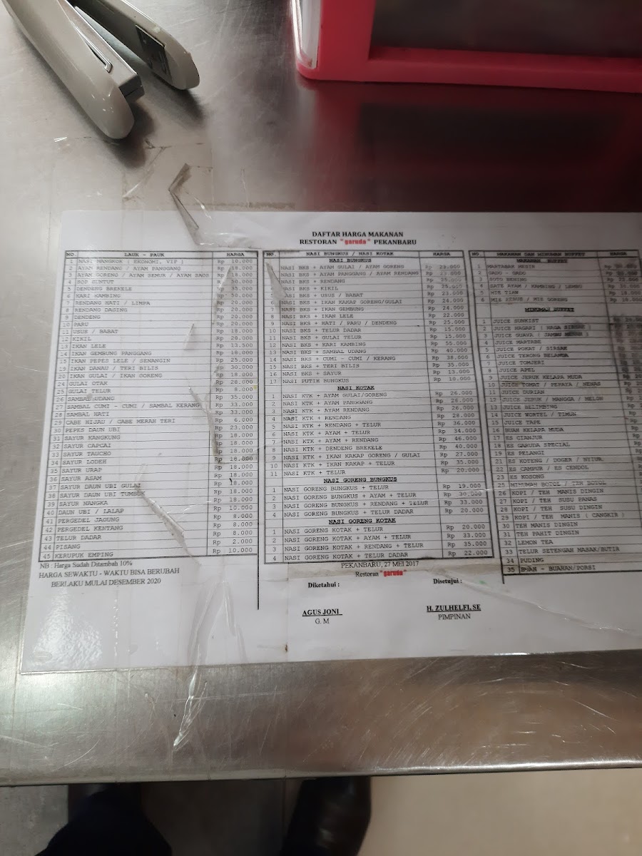 Restoran Garuda Photo Menu 2