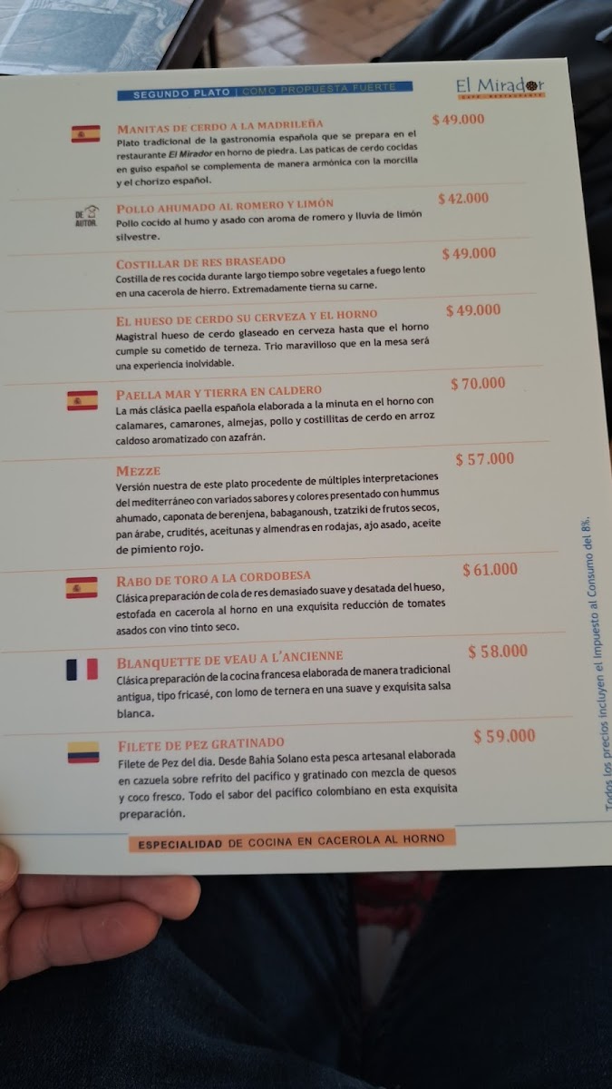 Restaurante El Mirador Photo Menu 2