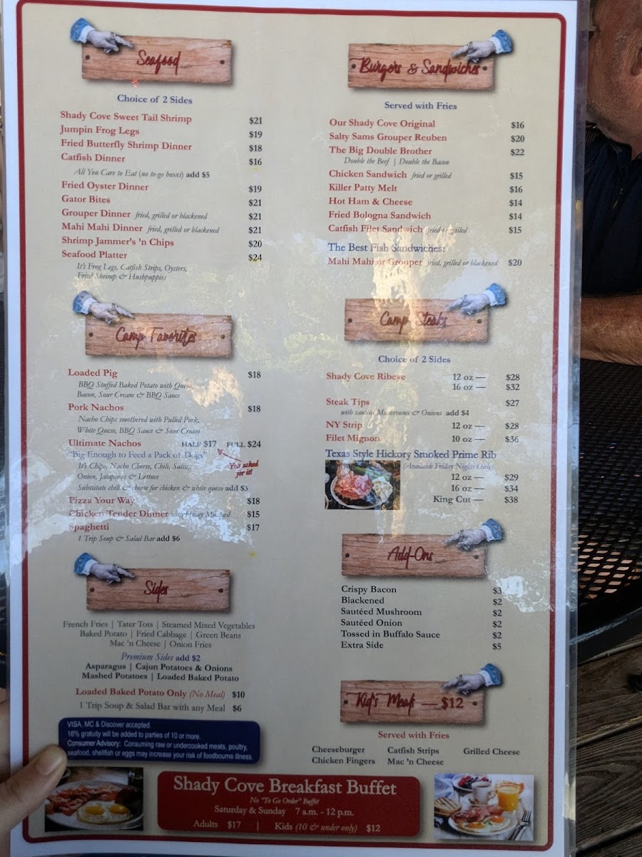Shady Cove Restaurant & Tiki Bar LLC Photo Menu 2