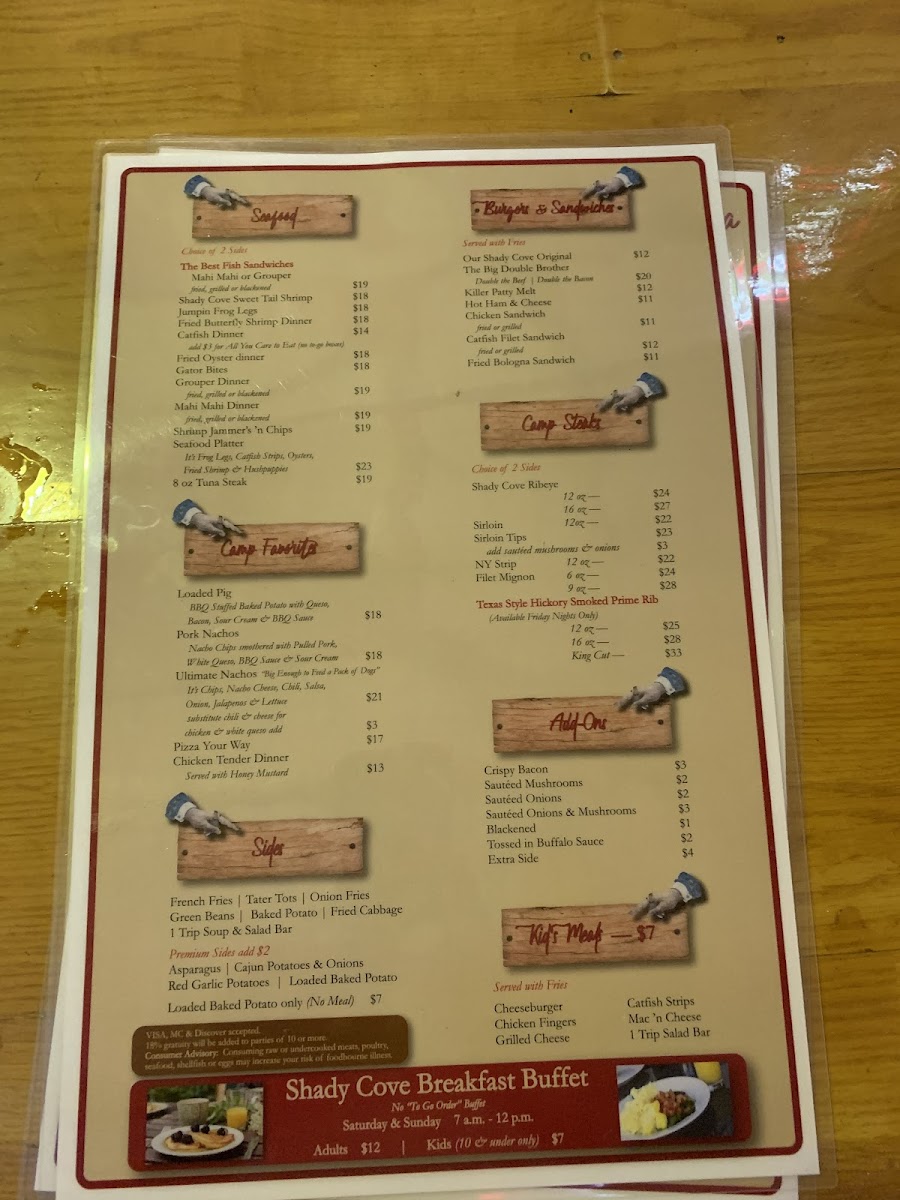 Shady Cove Restaurant & Tiki Bar LLC Photo Menu 3