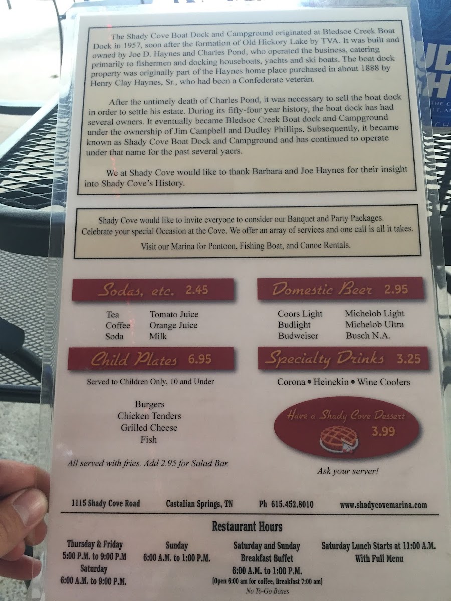 Shady Cove Restaurant & Tiki Bar LLC Photo Menu 4