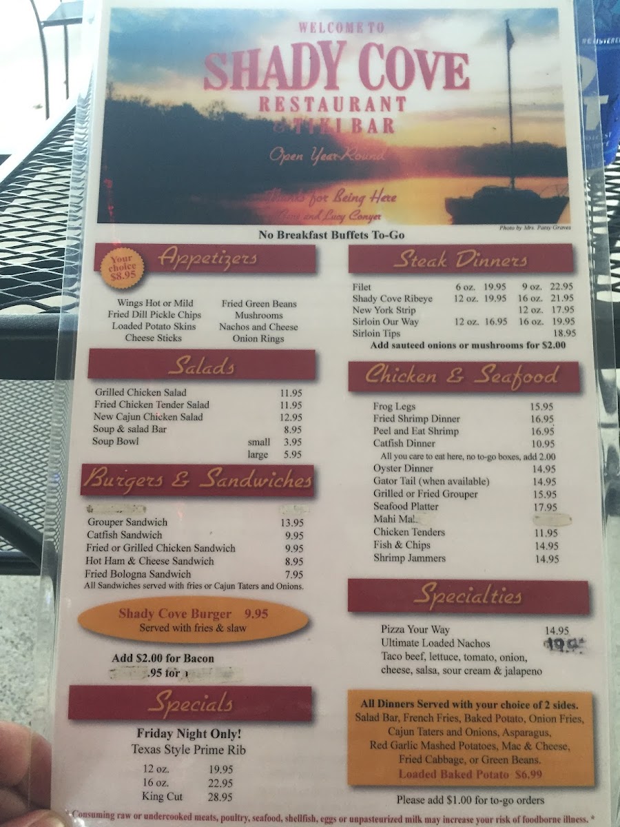 Shady Cove Restaurant & Tiki Bar LLC Photo Menu 6