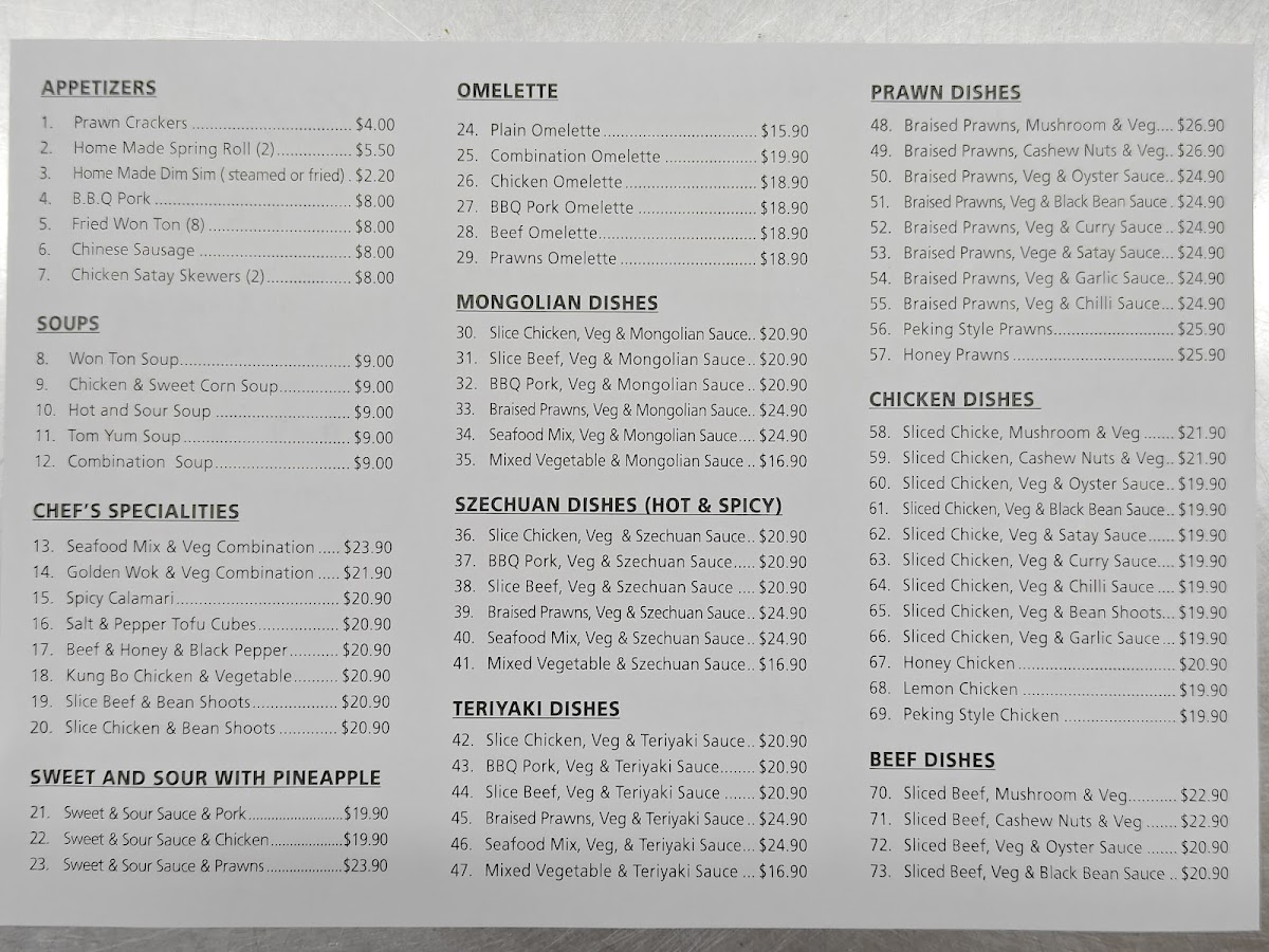 Golden Wok Chinese Take Away & Noodles Photo Menu 2