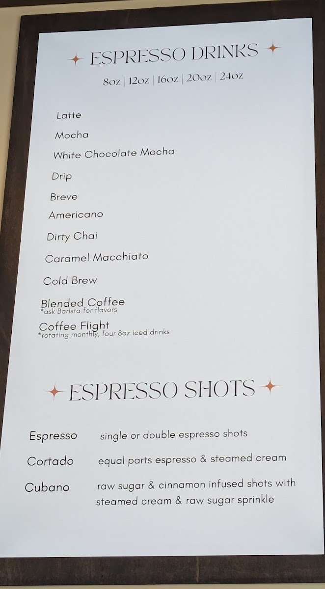 Two Sisters Coffee Company Photo Menu 1
