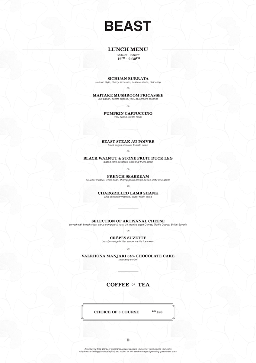 BEAST Bangsar Shopping Centre Photo Menu 1
