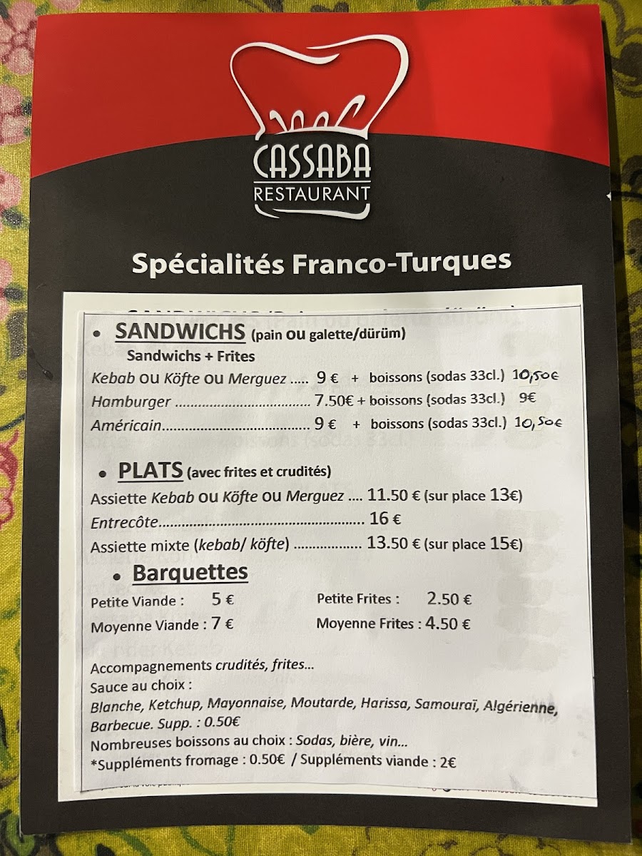 LARCHE KEBAB / CASSABA RESTAURANT Photo Menu 1