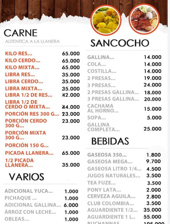 Llanera La 31 Photo Menu 1