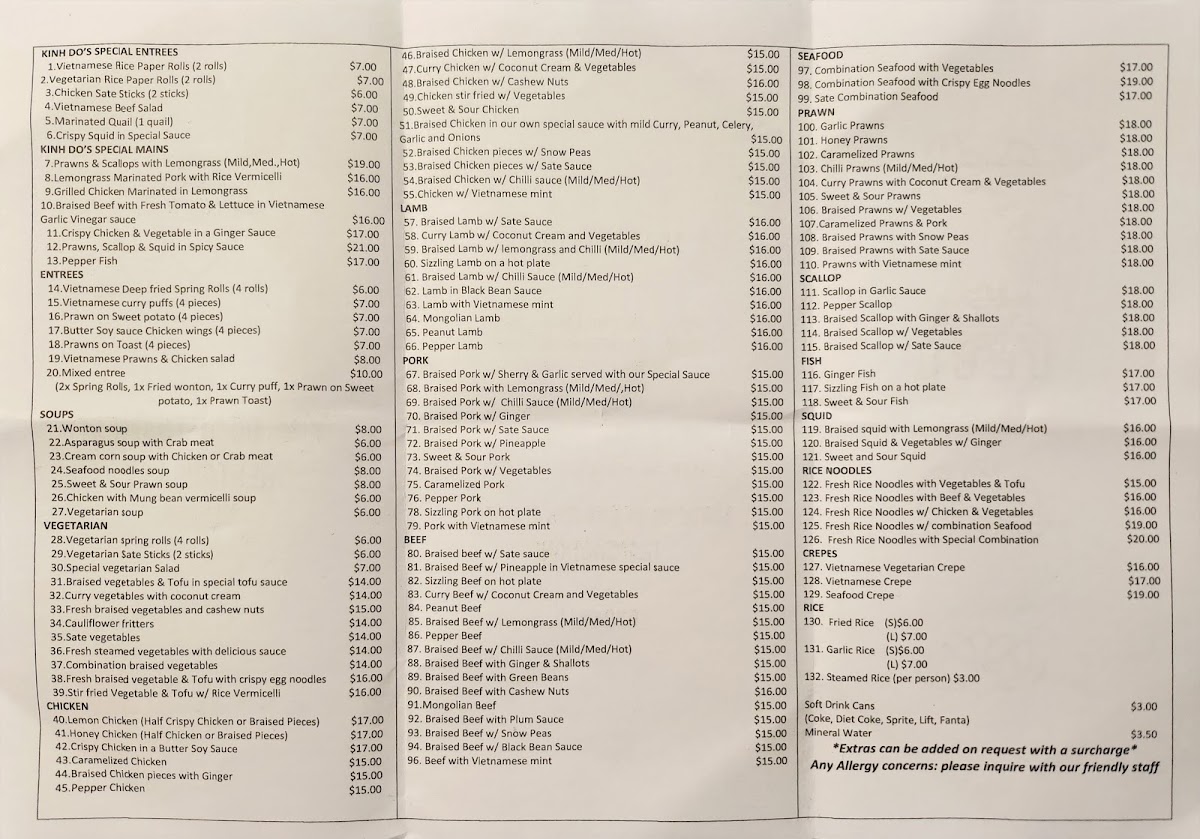 Kinh Do Photo Menu 1