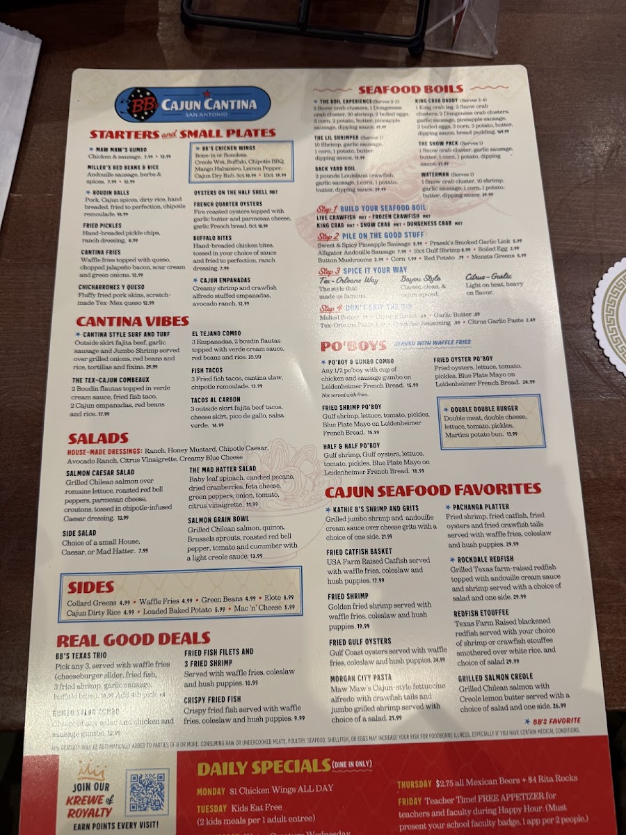 BB's Cajun Cantina Photo Menu 1