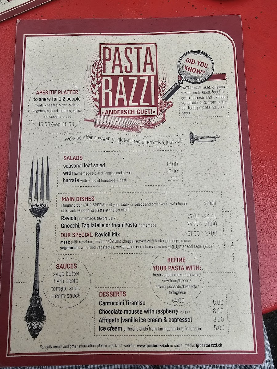 Pastarazzi Photo Menu 1