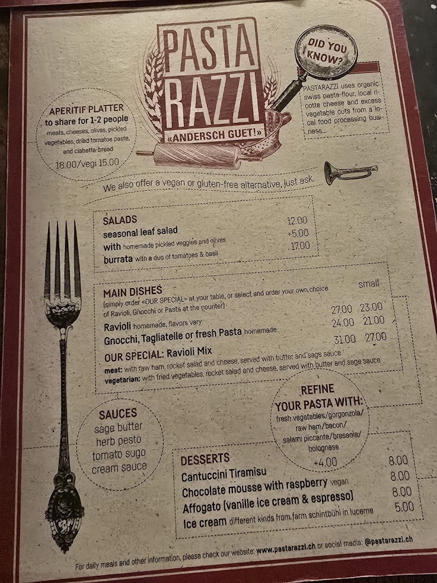 Pastarazzi Photo Menu 2