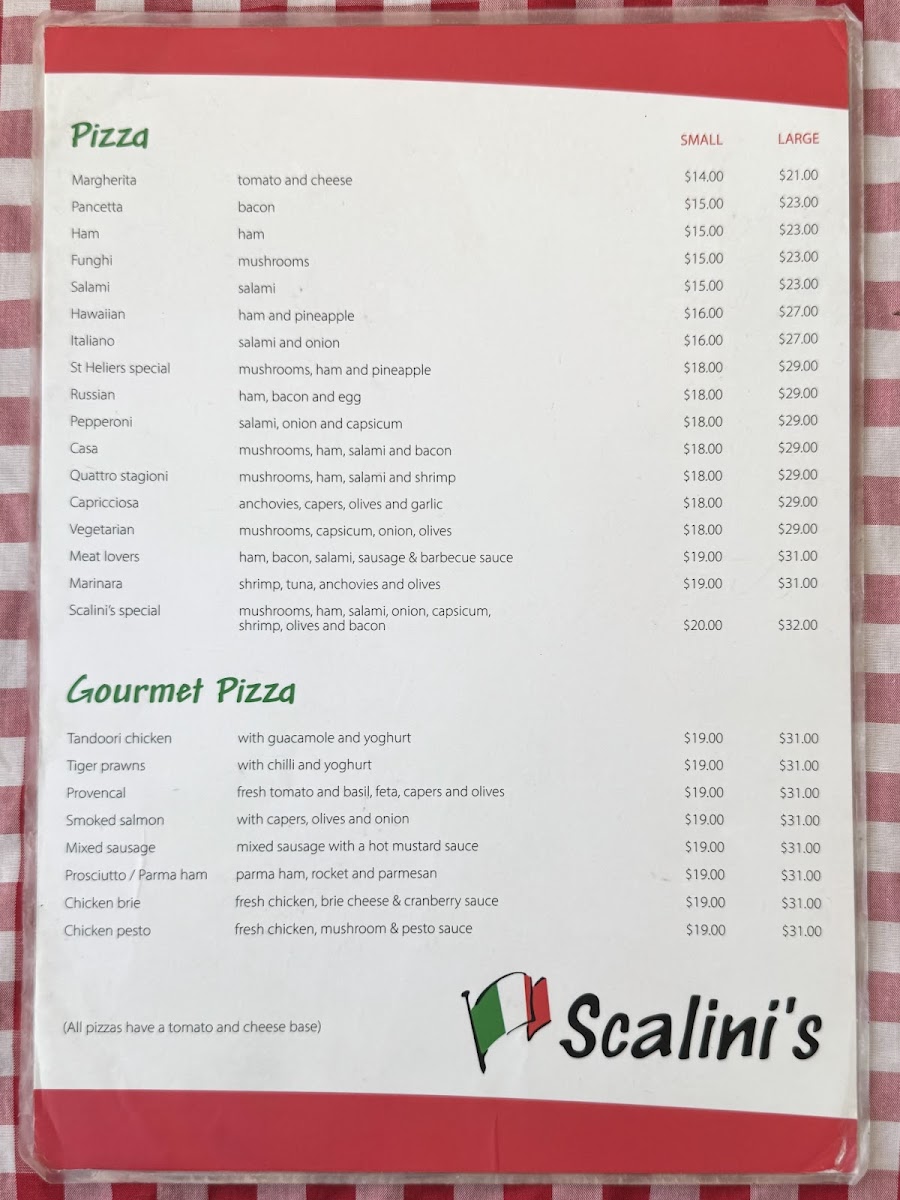 Scalini's Italian Restaurant & Pizzeria Photo Menu 1