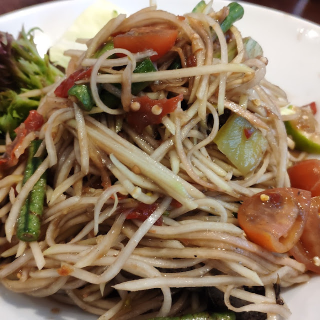 Green Papaya Salad with Salted Crab and Pork Roll