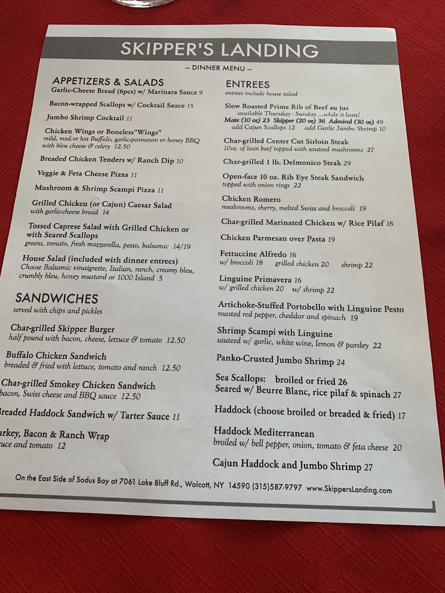 Skipper's Landing Restaurant Photo Menu 2