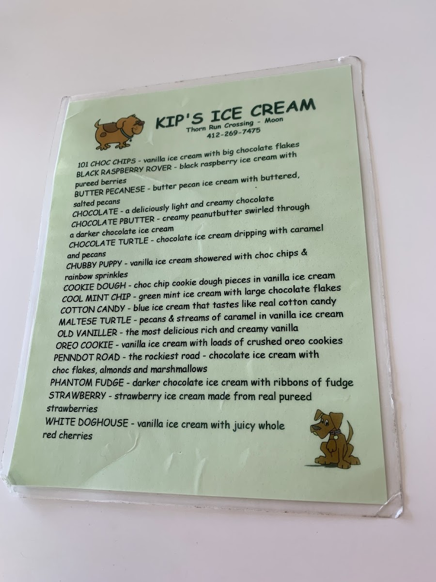 Kip's Ice Cream Photo Menu 5