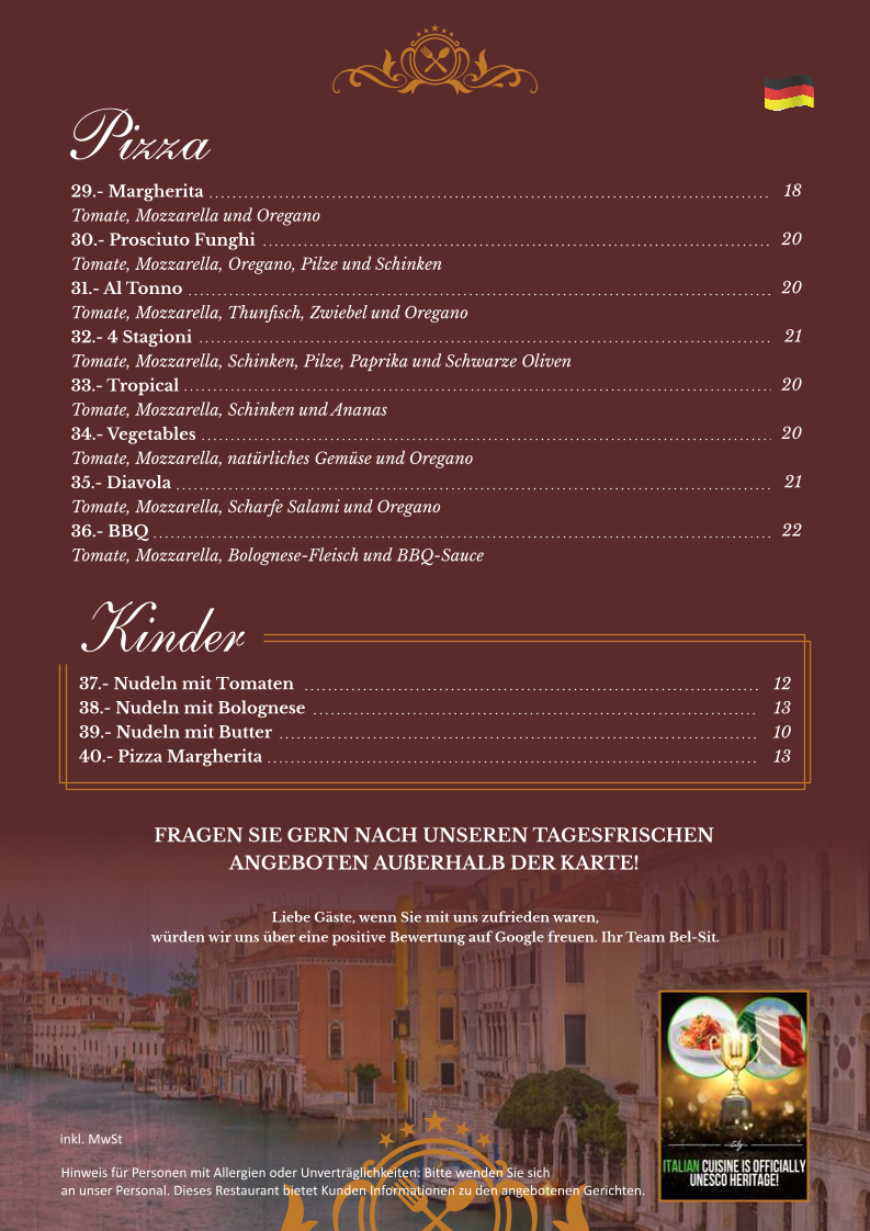 BEL SIT, TRATTORIA & PIZZERIA Photo Menu 2