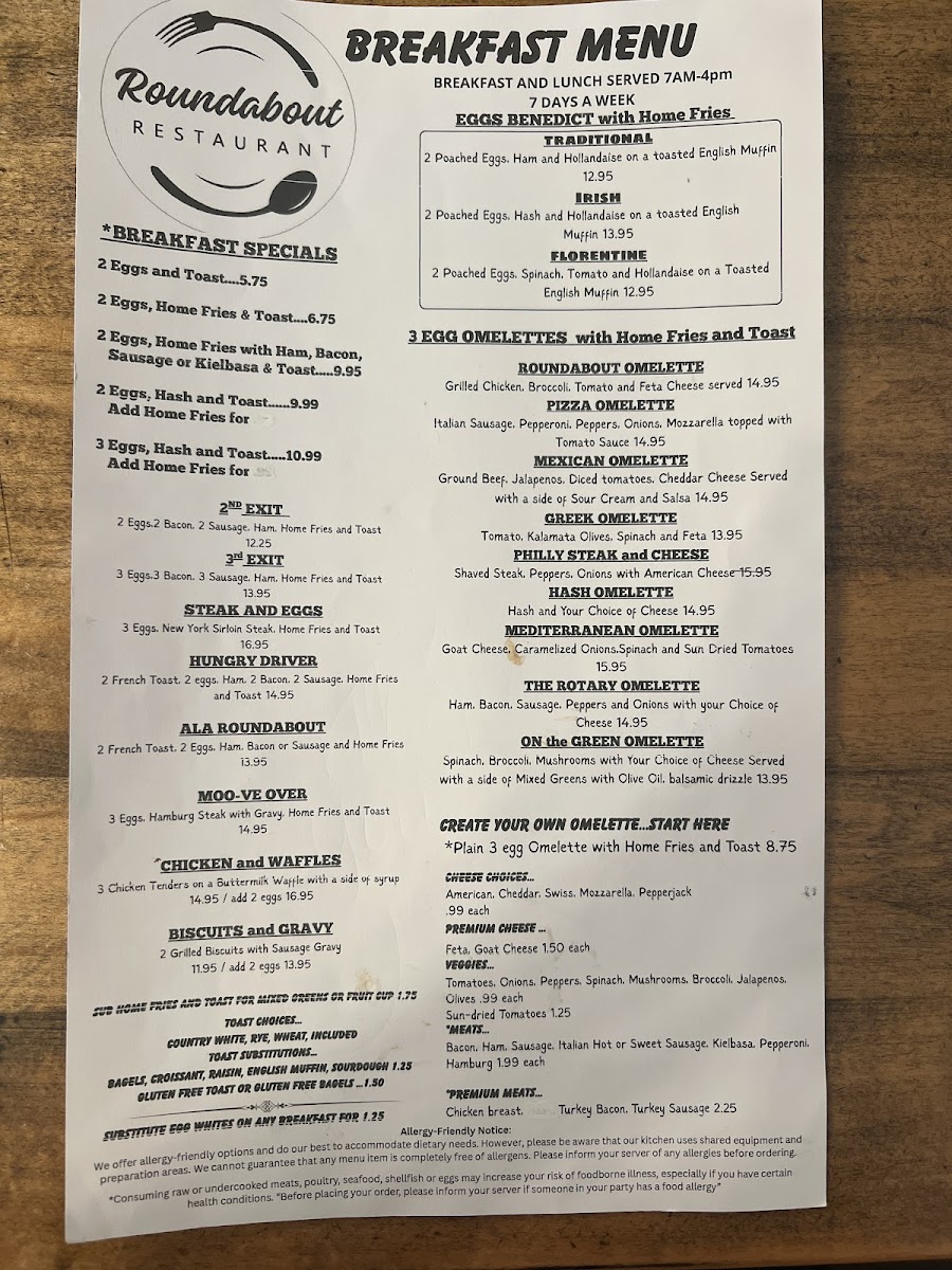 Roundabout Restaurant Photo Menu 1