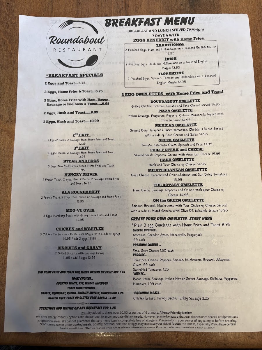 Roundabout Restaurant Photo Menu 2