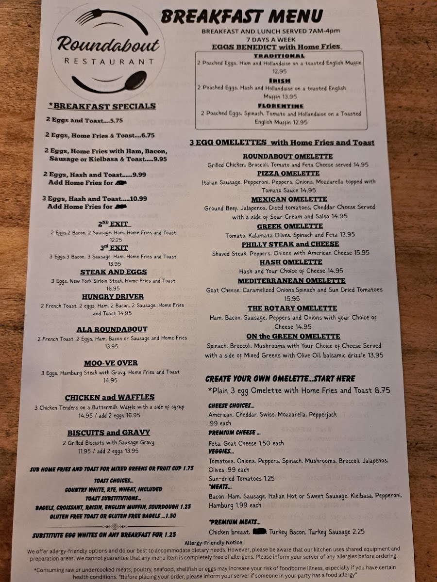 Roundabout Restaurant Photo Menu 5