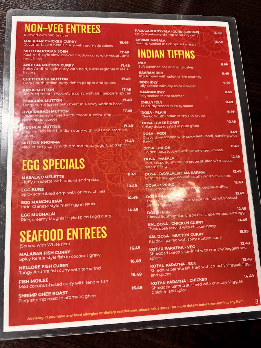 Spice Village (Indian Restaurant & Grocery) Photo Menu 1