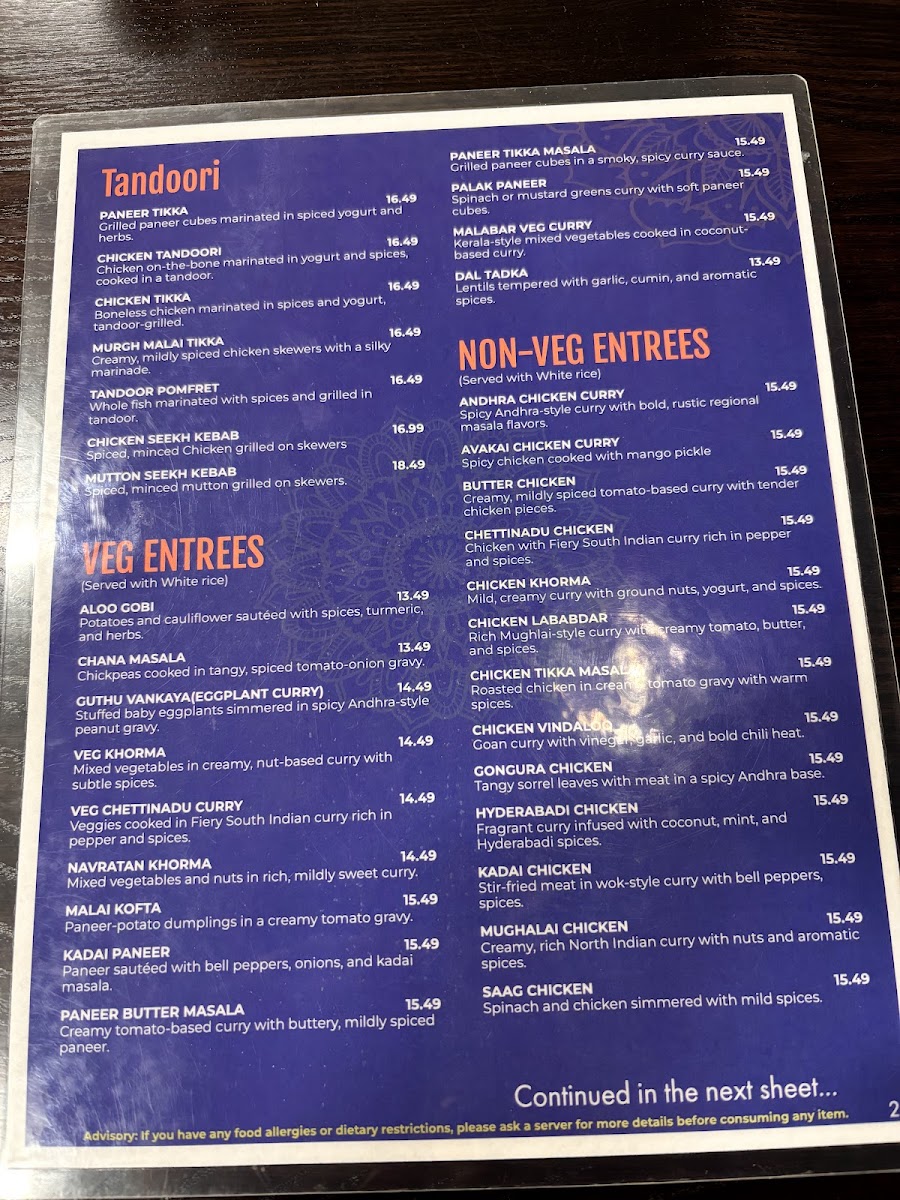 Spice Village (Indian Restaurant & Grocery) Photo Menu 3