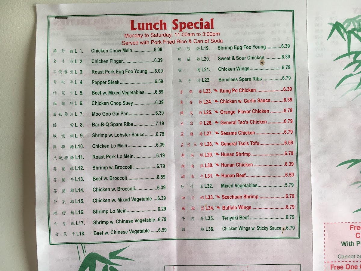 Bamboo Garden Chinese Restaurant Photo Menu 5