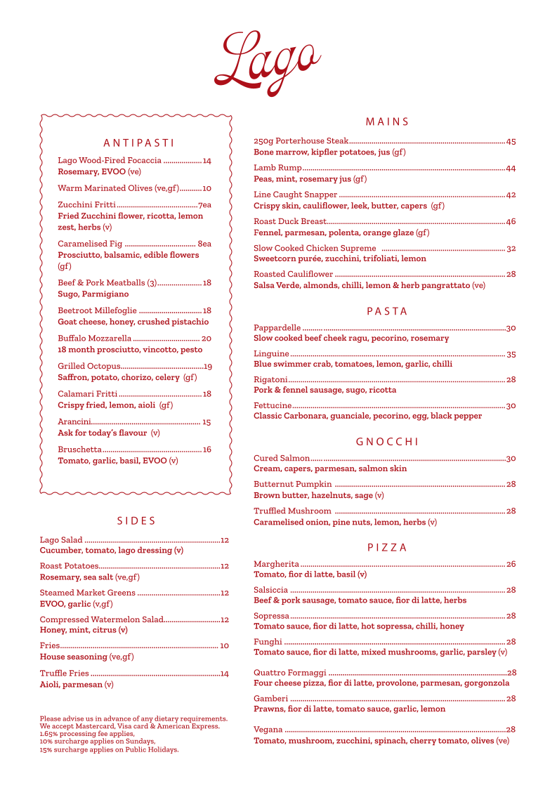Lago Cucina Photo Menu 1