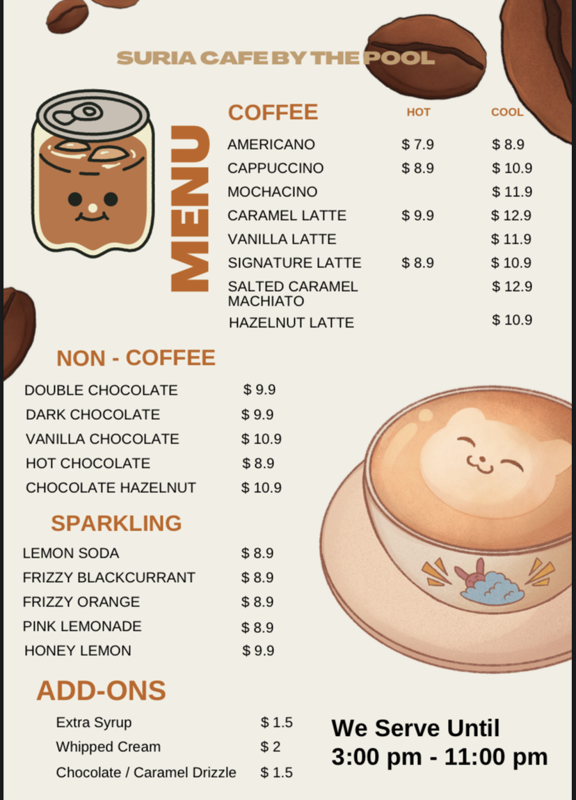 Suria Cafe by the Pool Photo Menu 1