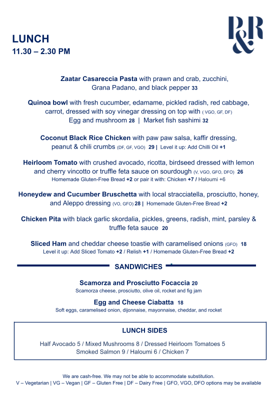 Pablo & Rusty's Sydney CBD Photo Menu 1