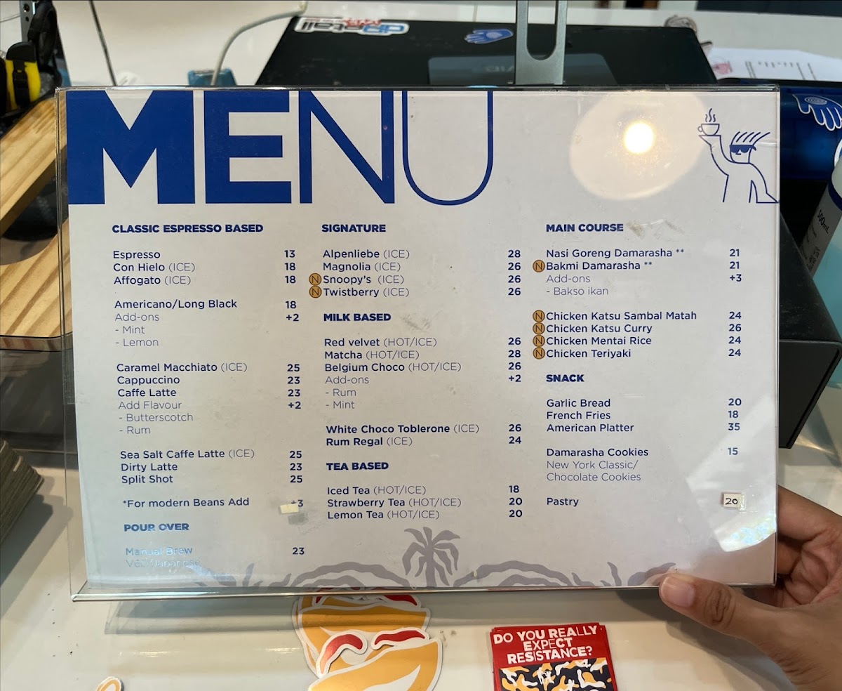 Damarasha Coffee and Space Photo Menu 1