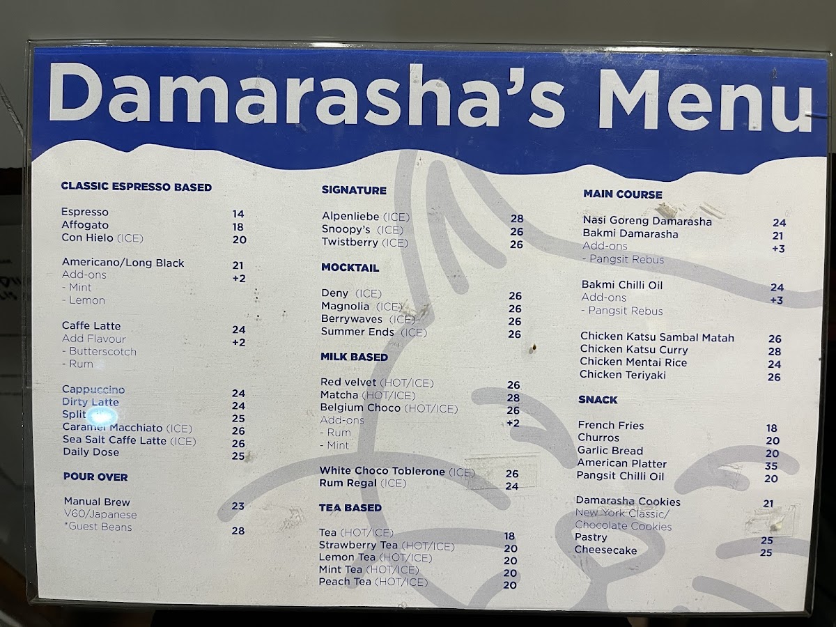 Damarasha Coffee and Space Photo Menu 2