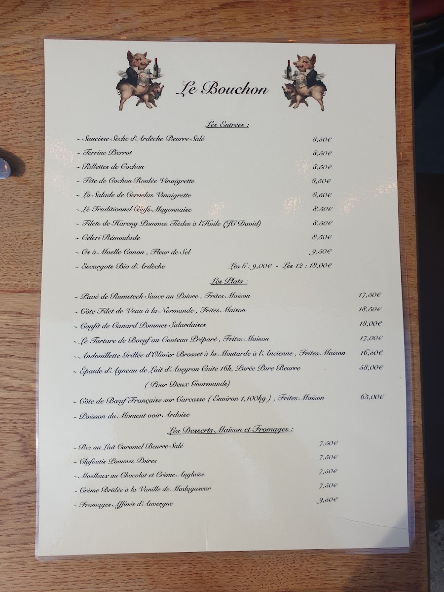 Le Bouchon (Rue de l’Amiral Hamelin) Photo Menu 6