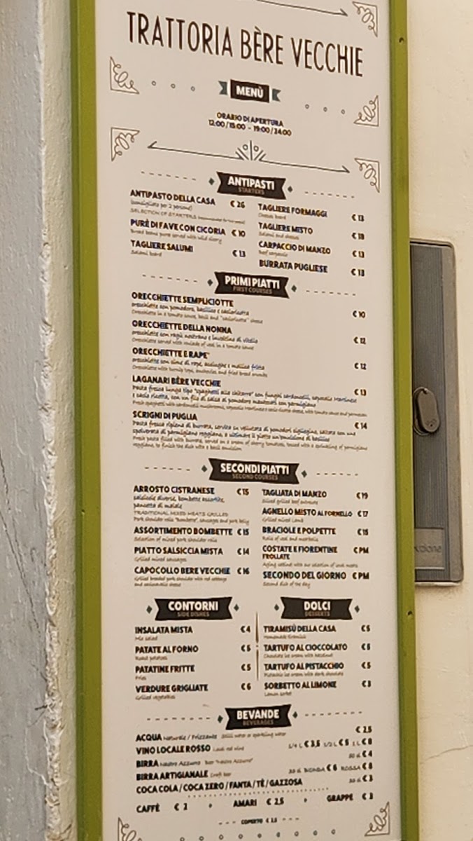 Trattoria Bère Vecchie Photo Menu 1