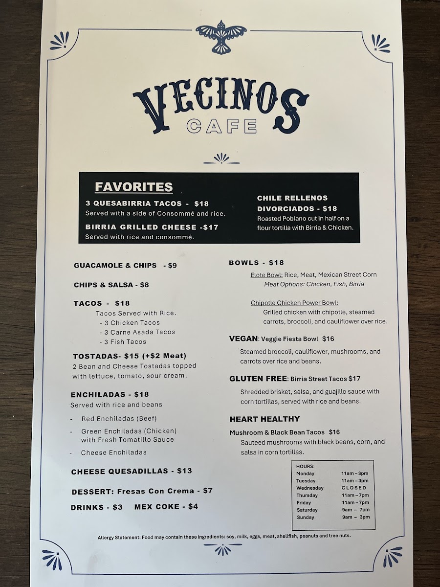 Vecinos Cafe Photo Menu 2