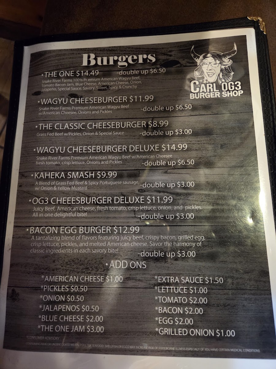Carl OG3 Burger Shop Photo Menu 3