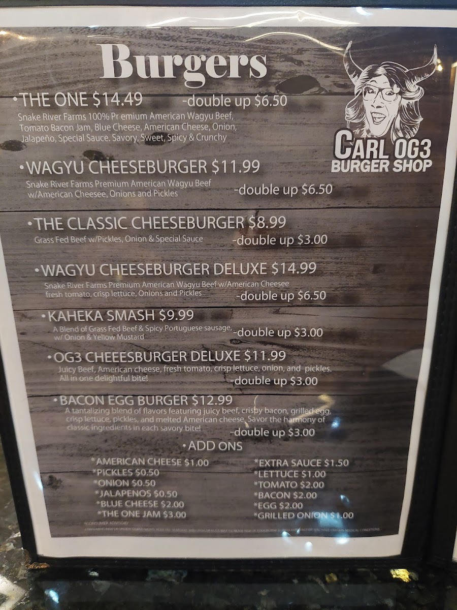 Carl OG3 Burger Shop Photo Menu 6
