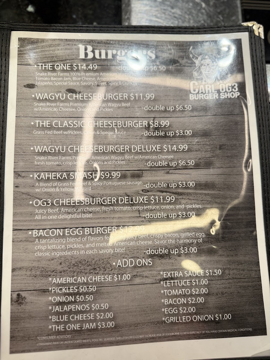 Carl OG3 Burger Shop Photo Menu 7